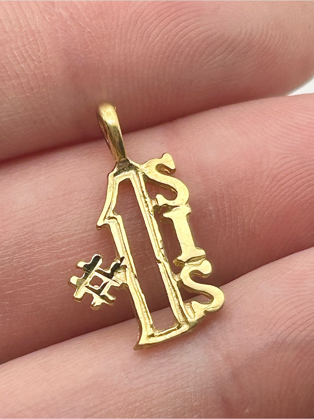 “Number 1 Sis” Gold Tone Pendant Charm - Gift for Sister